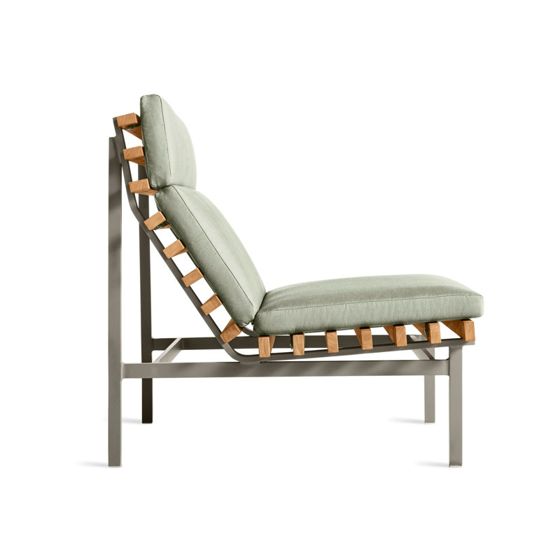 Perch Outdoor Teak Chaise Lounge, Sunbrella Linen, Charcoal