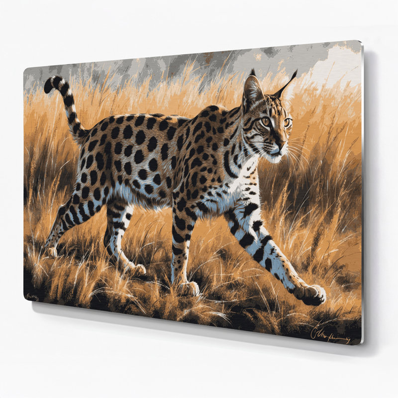 Art mural en métal chats, savane brune, H 24 po x l 36 po