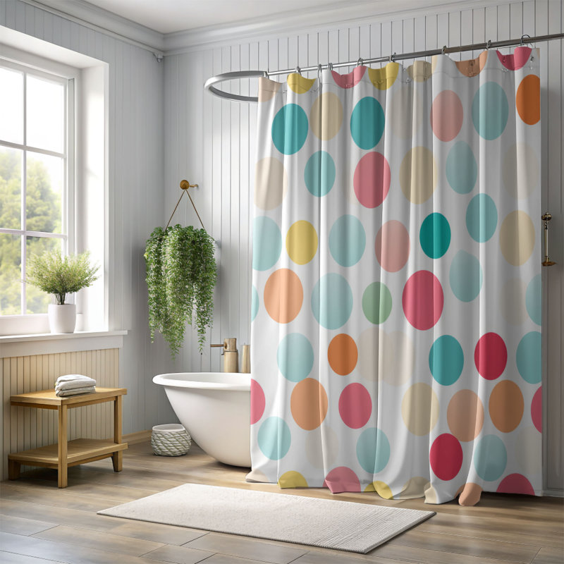 Rideau de douche Premium, H 74 po x l 71 po, Dot Dot