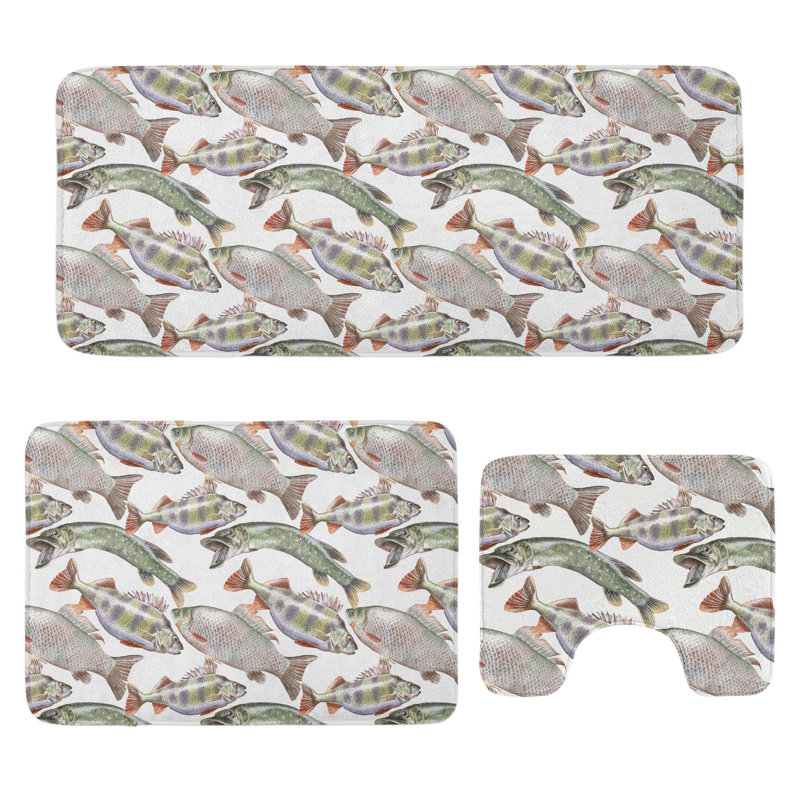  Multicolore ensemble de tapis en U et rectangulaires Fishes