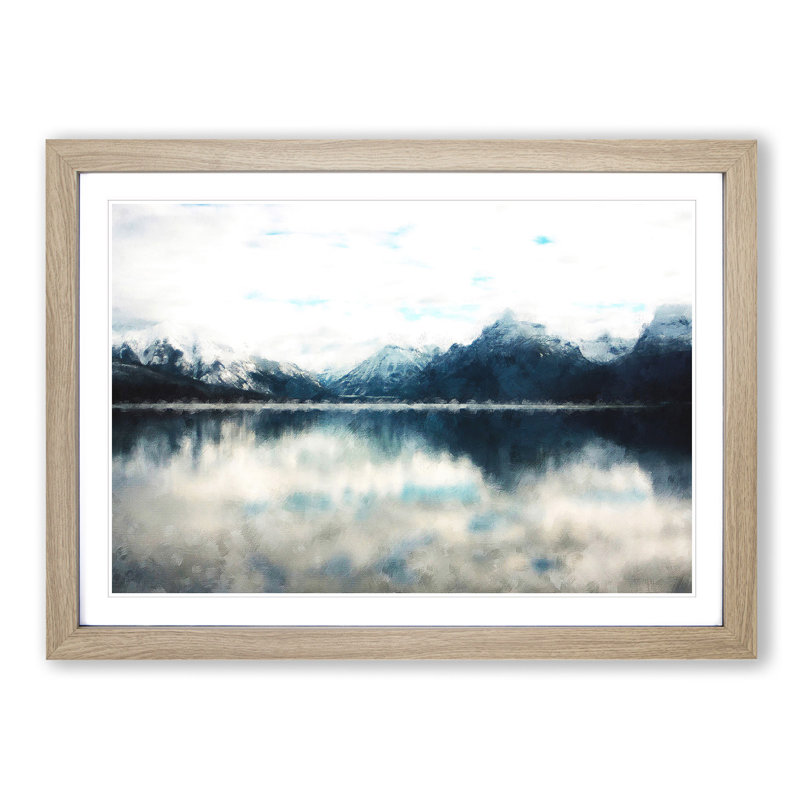 Lake Mcdonald Montana - Picture Frame Painting Print, 45cm H x 63cm W x 2cm D, Oak Framed