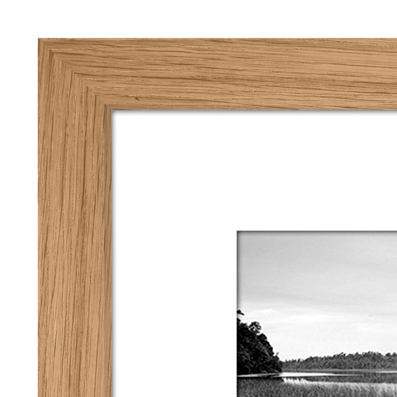 Cadre photo avec passe-partout Damaine - Bois d'ingénierie et verre incassable, Chêne, 8 po x 10 po