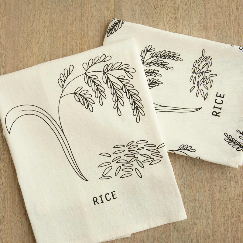 Ensemble de 2 essuie-tout en coton à motif de farine de riz | Serviettes et serviettes de cuisine de qualité supérieure