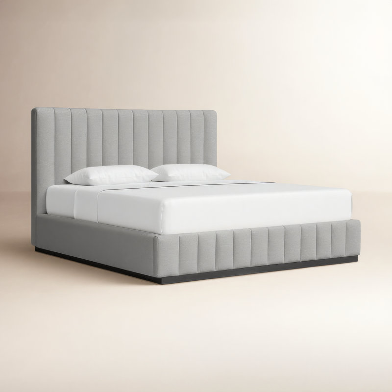 Codyn Upholstered Platform Bed, King, Grey Linen Textured Fabric