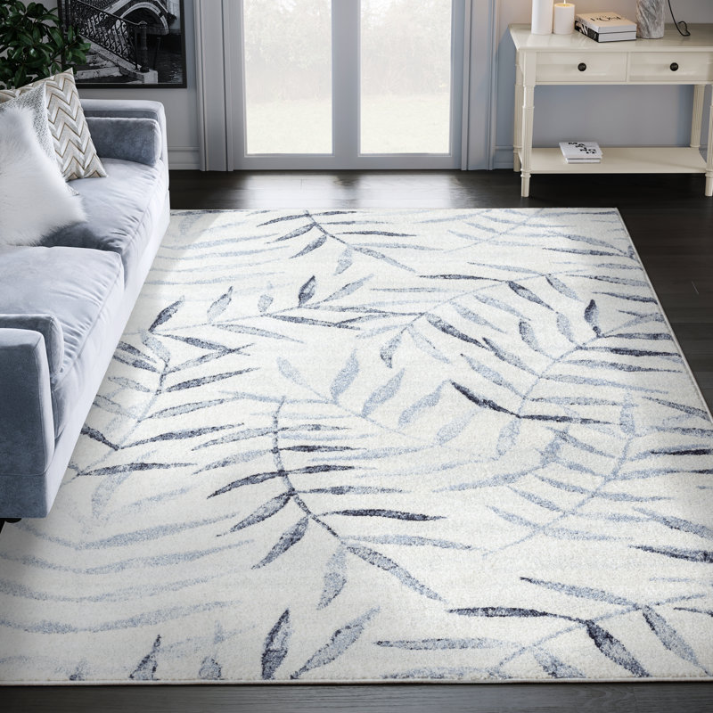 Tapis bleu marine à imprimé floral Abani Cruz CRU130A, Rectangle 6 pi x 9 pi