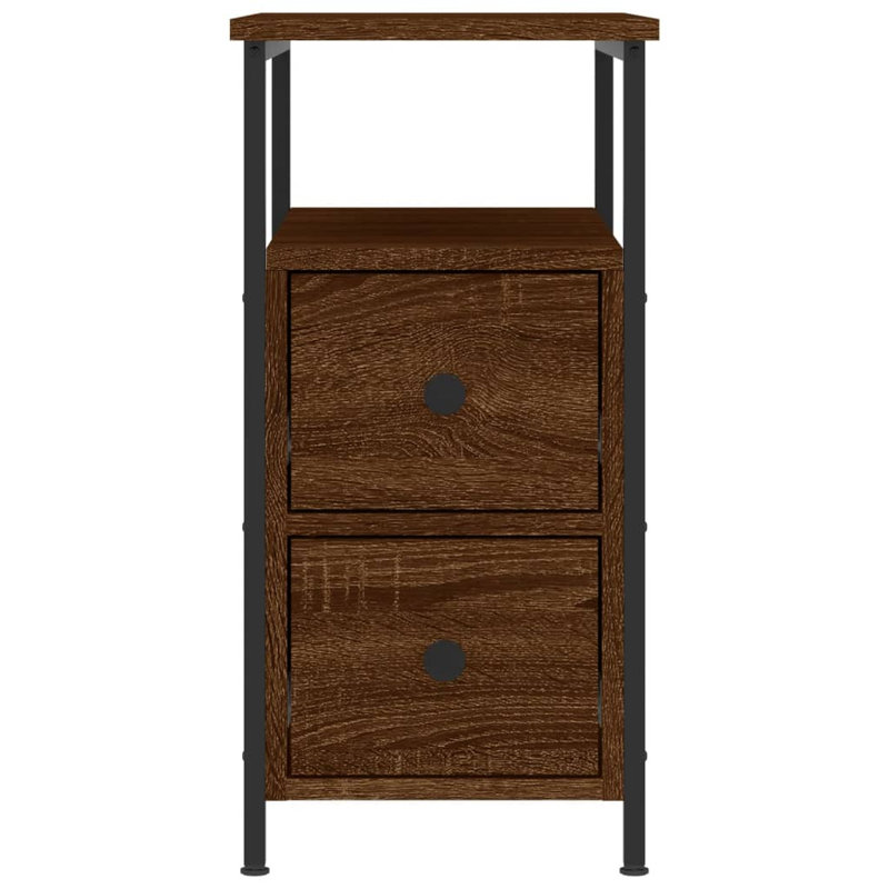 Bourkelands 30cm W Iron Bedside Table, Brown Oak, Individual