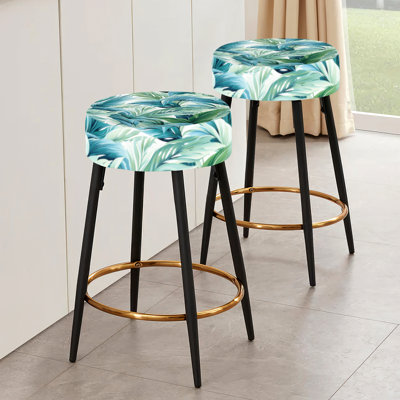 Azur brise motif tropical - ensemble de 2 tabourets de bar tropicaux