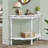 42'' Circular Curved Half-Moon Console Table With Cloud Design Top And Open Shelf Solid Wood Frame And Legs