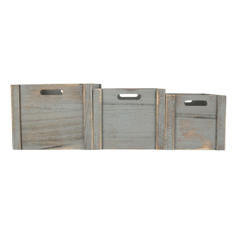 Deep Vintage Manufactured Wood 3 Piece Organiser Box Set