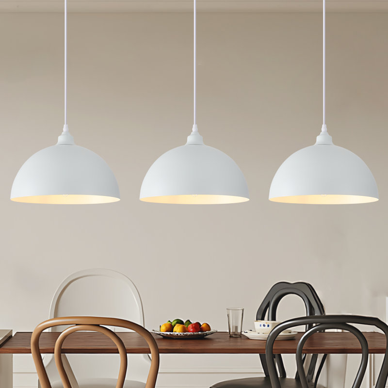 3 - Light 11.8" W Single Dome Kitchen Island Pendant Industrial Ceiling Hanging Light Fixture for Kitchen Dining Room Living Room Foyer Entryway