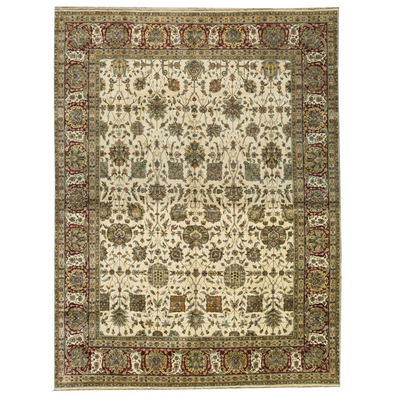 Tapis ivoire noué à la main de haute qualité