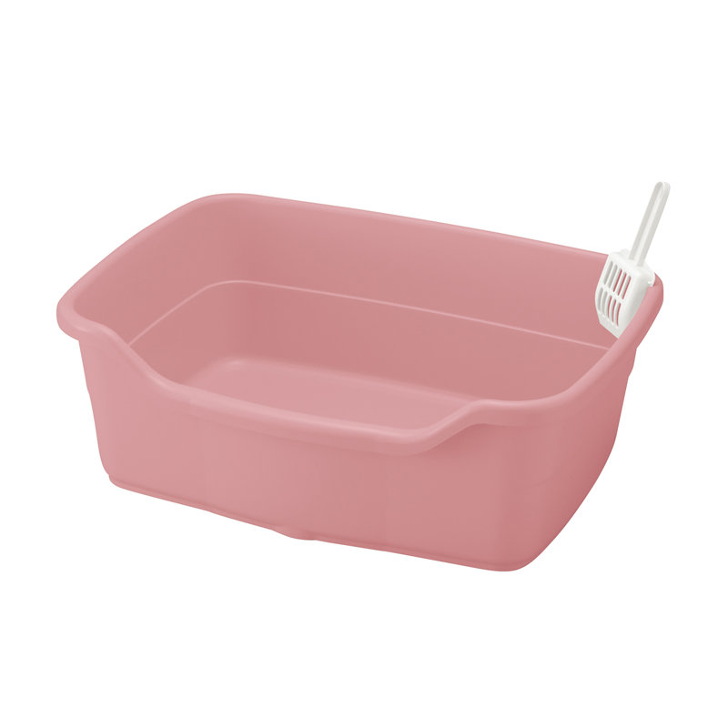 Plastic Litter Box with Scoop, Salmon Pink
