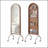 Arched Full Length Mirror with Storage Shelves & Wheels, Rubber Wood Frame Floor Mirror, Freestanding Rolling Mirror with Cart, 2-in-1 Dressing Mirror & Bookcase for Bedroom Living Room