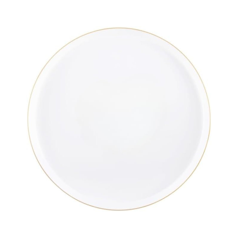 Assiettes plates en plastique blanc 10 po avec rebord doré, Ensemble de 10