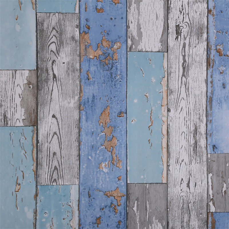 Rouleau de papier peint adhésif bleu, bleu sarcelle, gris L 18 pi x l 18 po