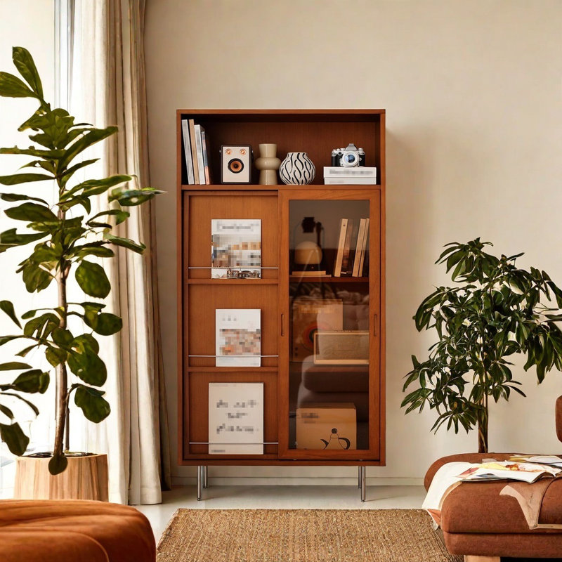 Bibliothèque nordique rétro, H 55,1 po x l 34,6 po x P 15,4 po