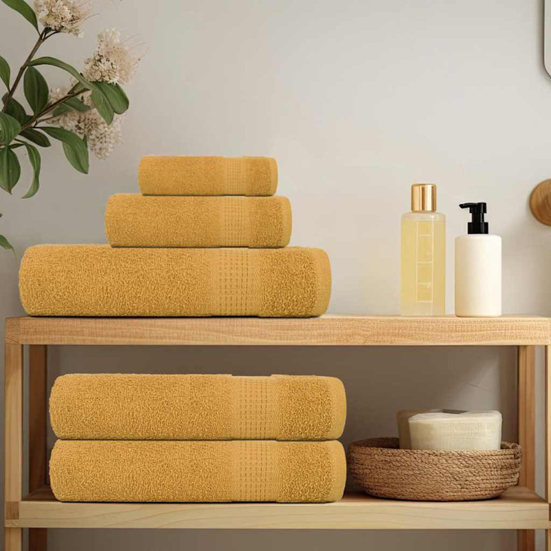 Towel Set 360 Gsm 100% Cotton, Yellow, 8 Piece Towel Set