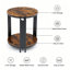 Table d'appoint ronde à deux niveaux en bois de 50 cm (19,7 po) avec cadre en métal noir de style industriel-2001909345