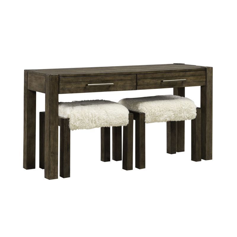 Arnaline Console Table set w/ 2 Upholstered Stools