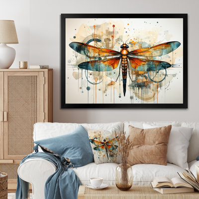 " Orange Dragonfly Insects Flight Geometric II "