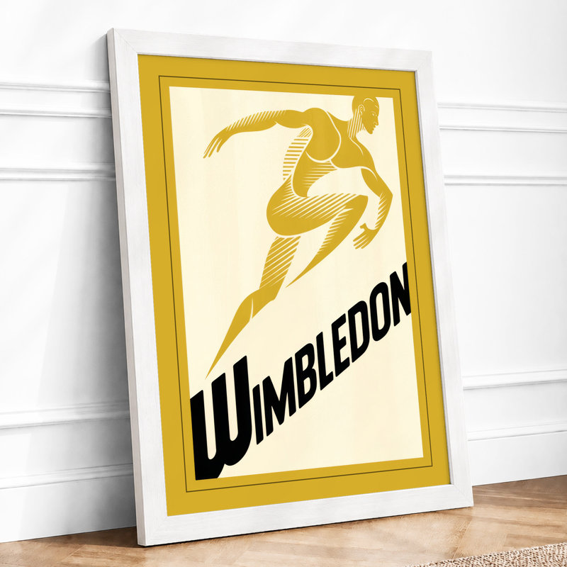 Wimbledon Serve Art Deco - Framed Print, A2 - 59.4 x 42.0 cm, White