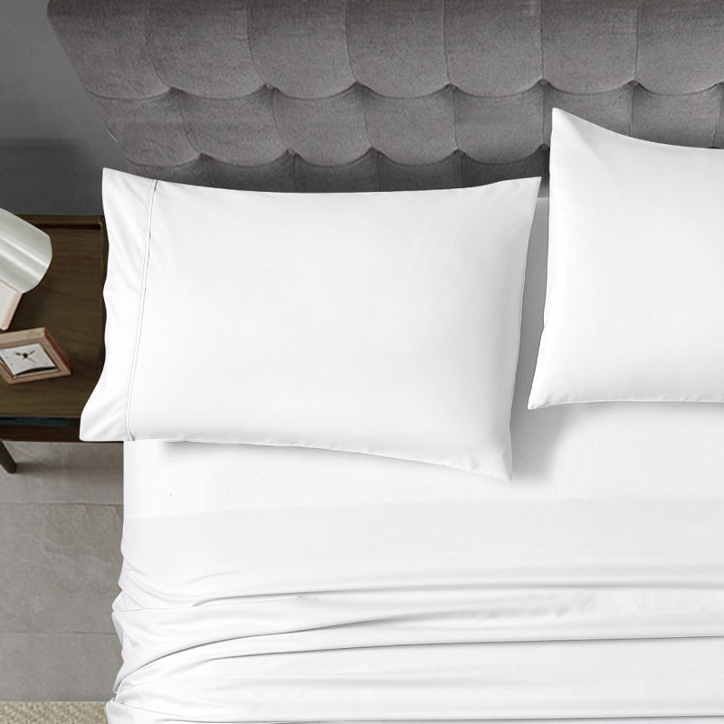 White Standard Size Polyester Pillowcase Set