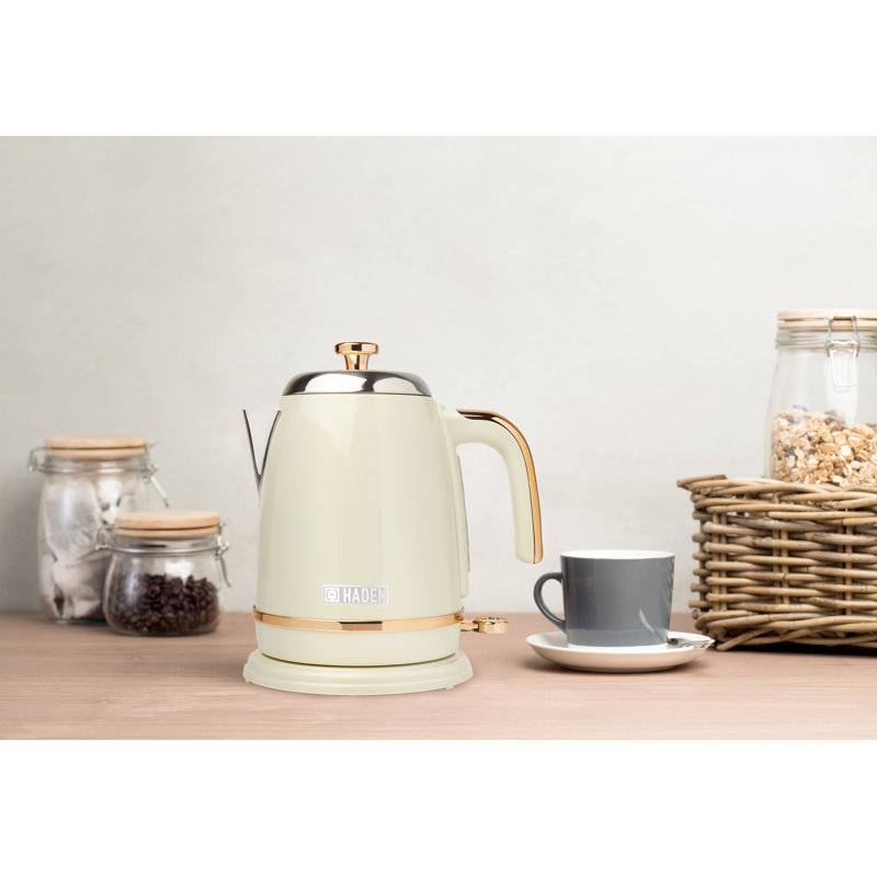 HADEN Salcombe 1.7L Stainless Steel Electric Tea Kettle, Cream