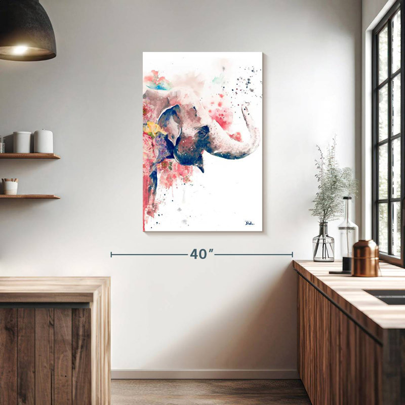Éléphant floral, H 39 po x l 26 po