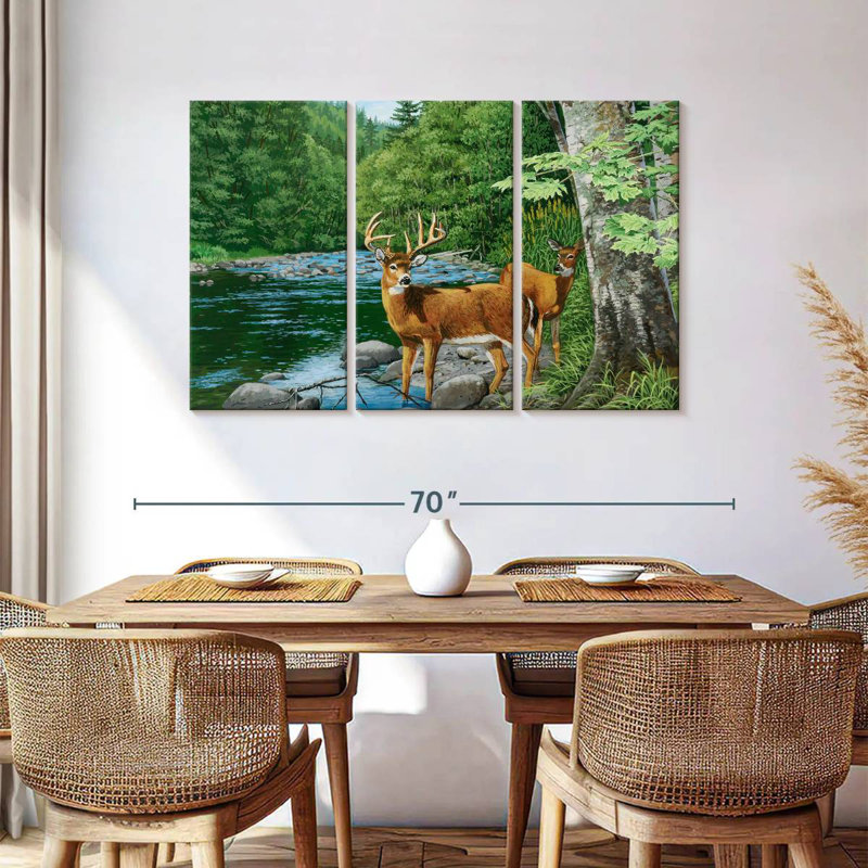 Brampt Streamside White Tail Deer, 36" H x 57" W