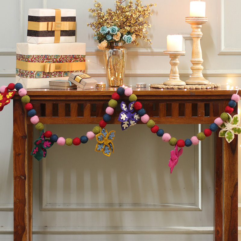 Novica Handmade Snowflake Celebration Wool Felt Garland