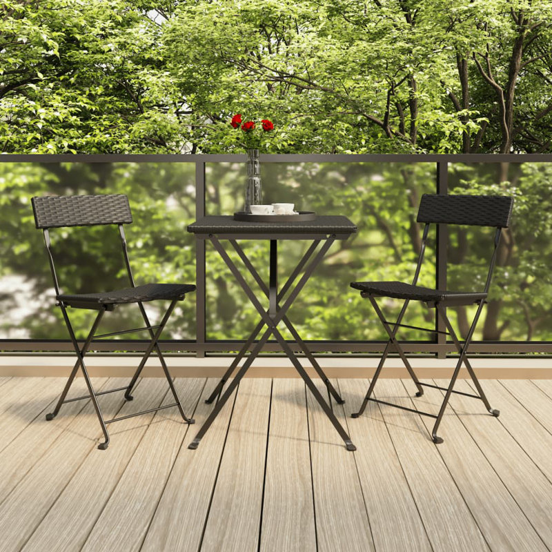 Hodon 2 - Person Patio Dining Set with Rectangular Table, Black