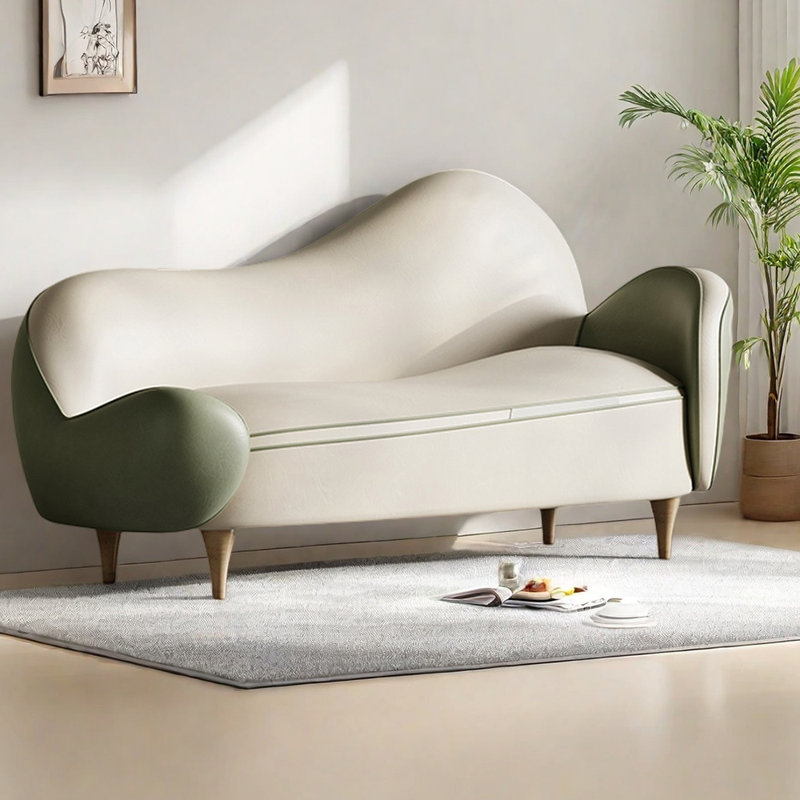 Fauteuil inclinable léger en similicuir de luxe, Orienté à droite, Vert menthe / beige