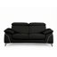 Ensemble de canapé 3 pièces en cuir véritable noir avec appuis-tête réglables-398096023