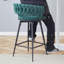 Ensemble de tabourets de bar pivotants en lin rembourrés avec repose-pieds-434252146