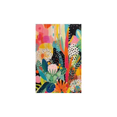 Graffiti, thème botanique abstrait coloré, art mural non encadré, 16 x 20