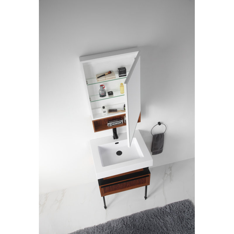Armoire à pharmacie à fixation en surface avec 3 tablettes réglables Strobel, Teck / Blanc