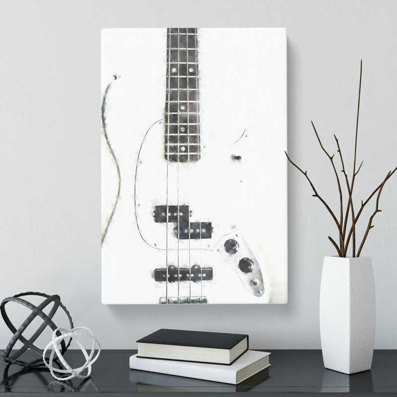 White Bass Guitar - Wrapped Canvas, 50cm H x 35cm W x 3cm D