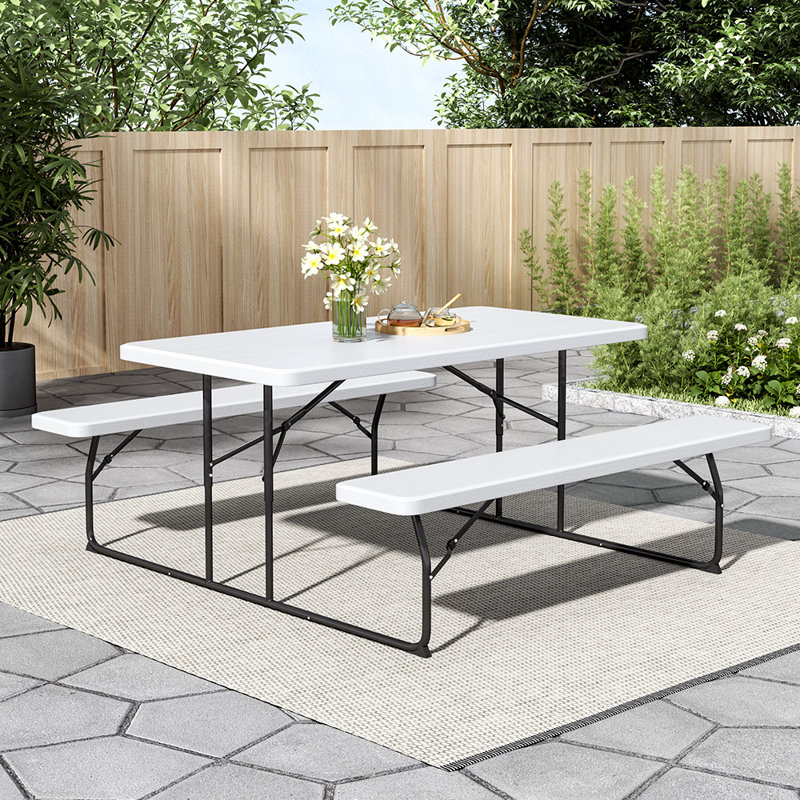 Brutton 6 - Person Patio Dining Set with Rectangular Table, White