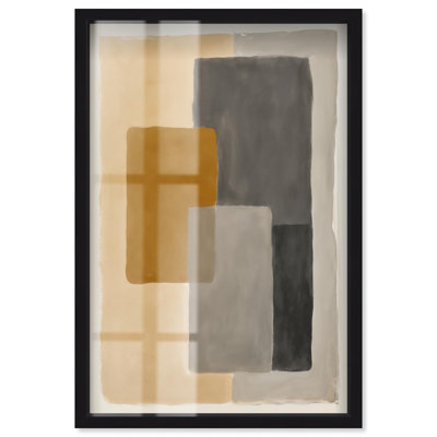 "Simple Shapes III Shadowbox", art mural de salon par Art Remedy, cadre noir, 16 x 24