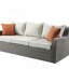 Canapé d'extérieur Salena en tissu beige et osier gris avec 2 coussins et 2 repose-pieds