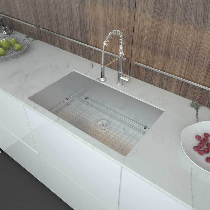 32 Inch Kitchen Basin Sink - 32"X19"X9" Undermount Stainless Steel With Hygienic Interior And Template Single Bowl Smooth Finish Efficient Water Flow