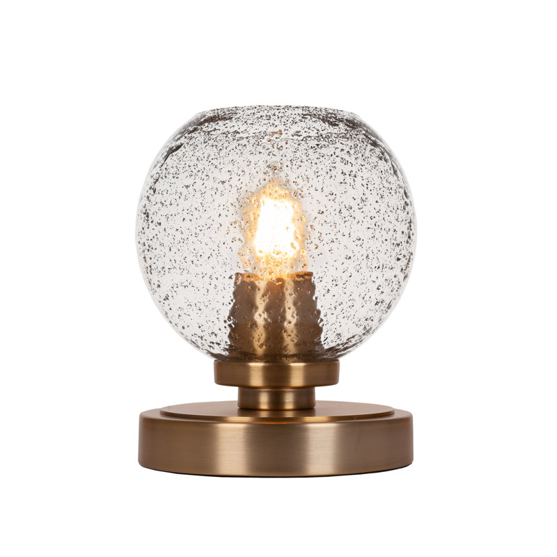 Jeanetta Accent Lamp Shown In New Age Brass Finish With 5.75" Smoke Bubble Glass