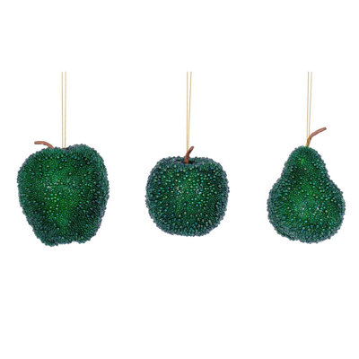 3.5"-4.5" Beaded Fruit Ornament. This includes a set of three.