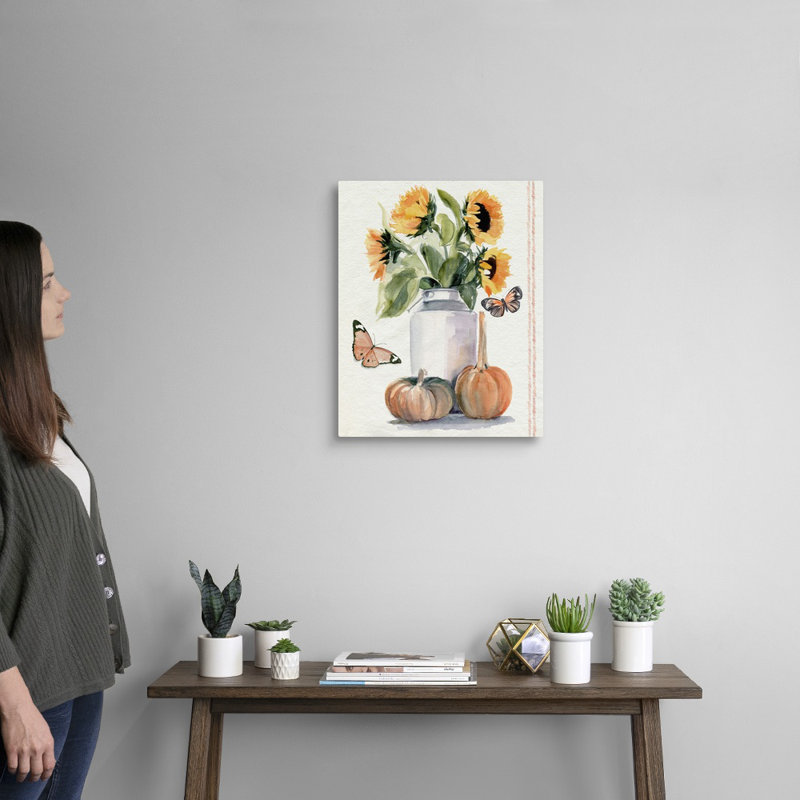 Automne tournesols II - reproduction d'art sur toile, Toile tendue, H 20 po x l 16 po x P 1,25 po