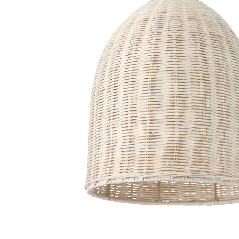 Luminaire suspendu simple à intensité variable avec abat-jour en rotin 1 lumière Derrytown, Laiton scintillant / rotin