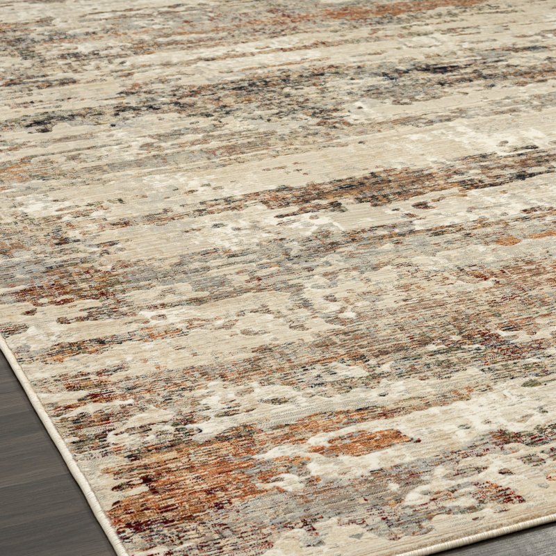 Rehedul Abstract Area Rug in Beige, Rectangle 5'2" x 7'8"