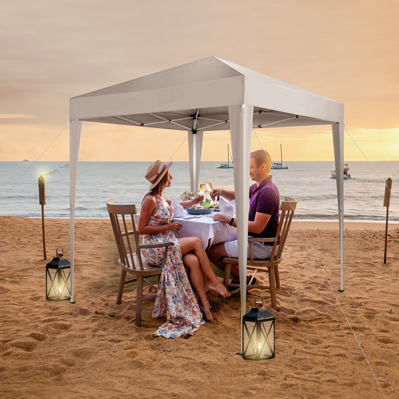 Tente de pavillon escamotable 6,5 x 6,5 pi, auvent de tente d'extérieur portatif et pliable pour le camping, le patio, auvent de pavillon de jardin avec sac de transport