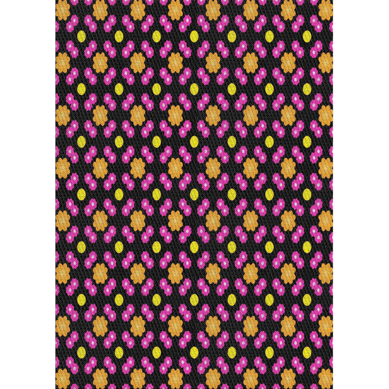 Tapis orange/rose/jaune tissé à la machine, Rectangle 5 pi x 7 pi