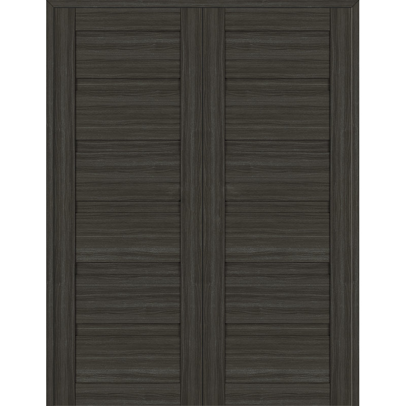 Porte standard à persiennes en bois manufacturé à panneaux, 71,75 po x 95,24 po, Chêne gris