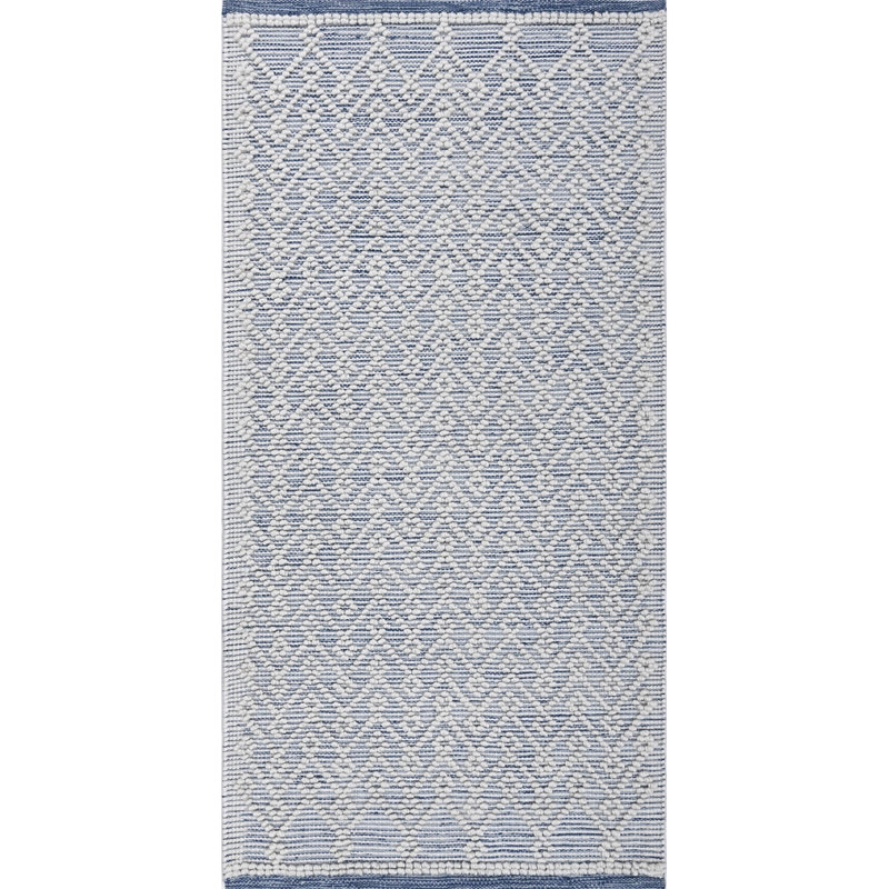 Global Recycled Standard Pearly Hand-Woven Loop Pile Recycled Rug Denim Blue, Runner 2'6" x 5'
